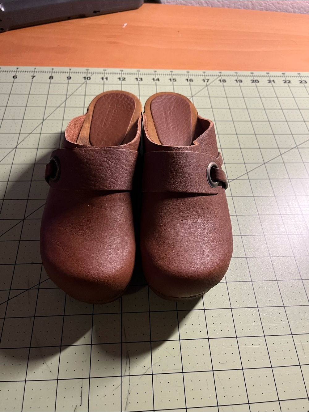 Sanita Brown Slip-On Clogs with Side Buckle